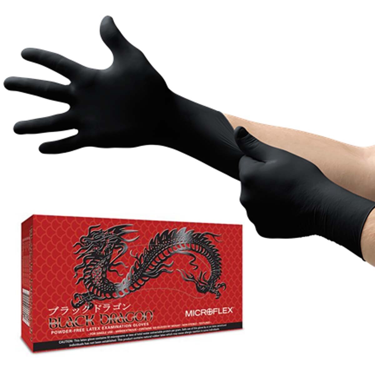 *100-Gloves* Microflex Black Dragon PF Examination Latex X-Large BD-1004-PF