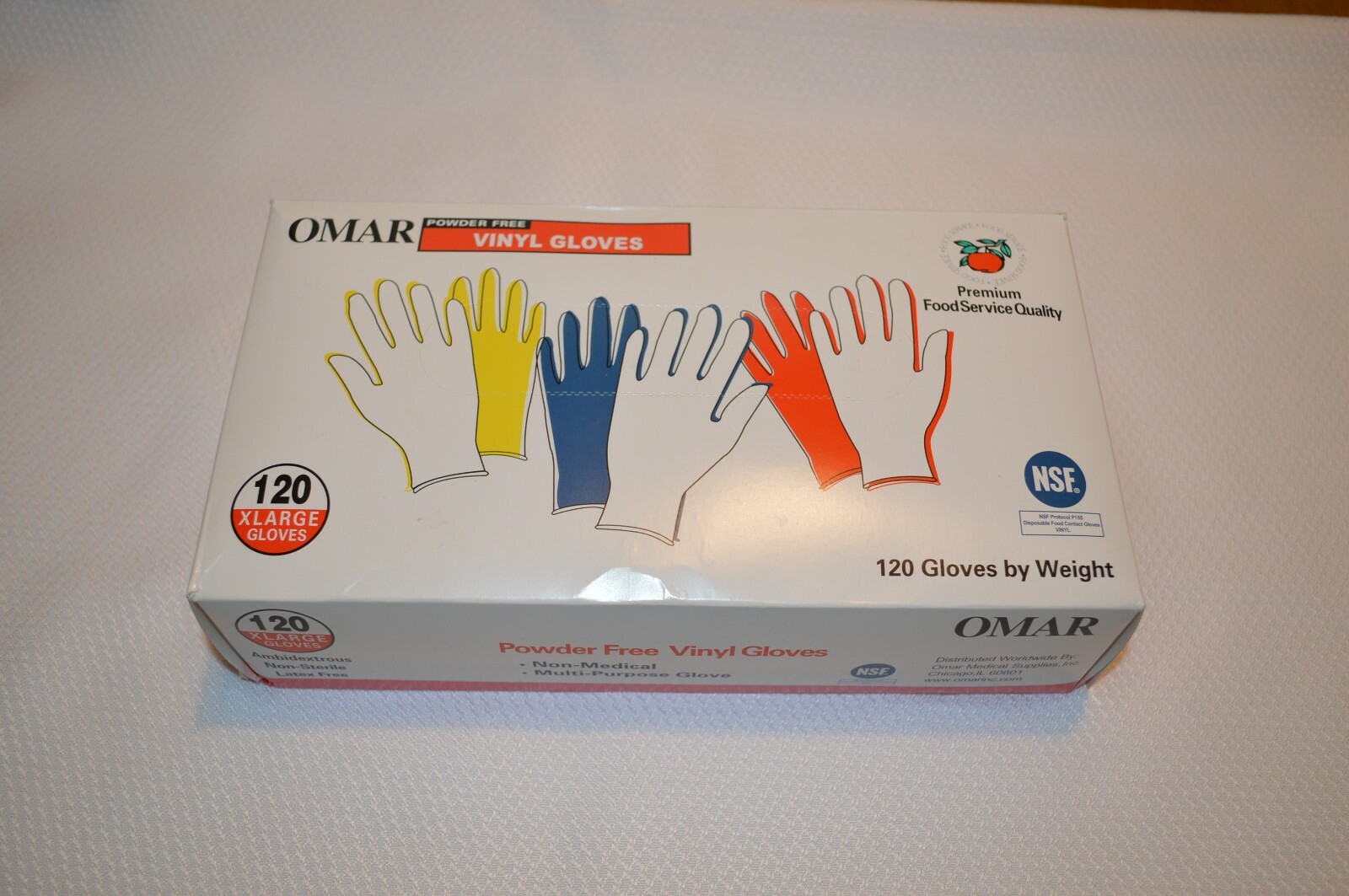 OMAR ~ VINYL GLOVES ~ POWDER FREE ~ 120 COUNT ~ X LARGE ~ NEW