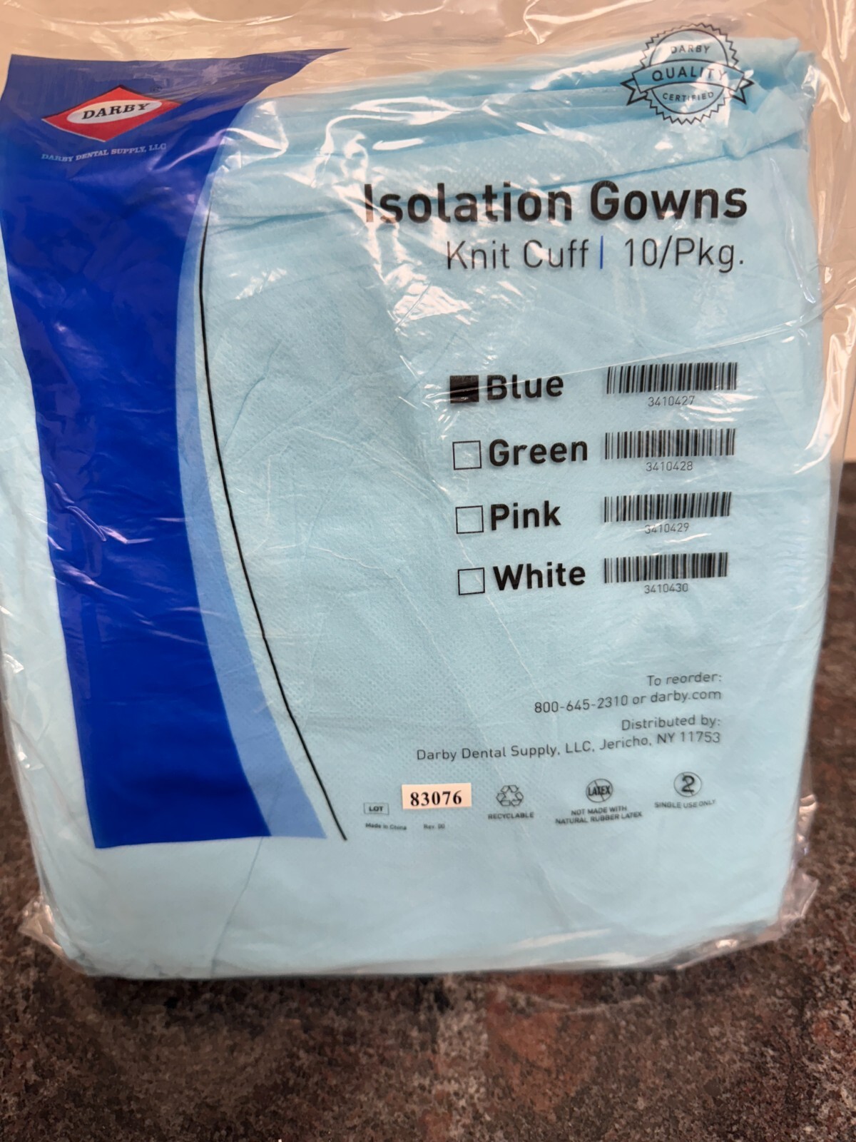 Isolation Gowns – Blue Knitt Cuff – One Size – Lot of 20