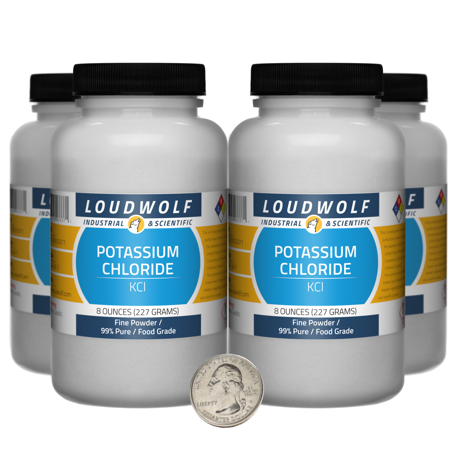 Potassium Chloride / 2 Pounds / 4 Bottles / 99% Pure Food Grade / Fine Powder