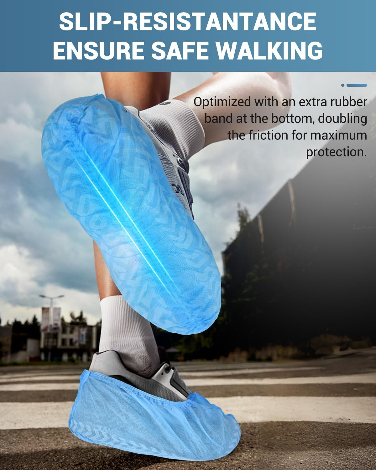 X-Large 100 Count Shoe Covers Disposable Non-Slip, Premium Cloth Boot Covers, Sl