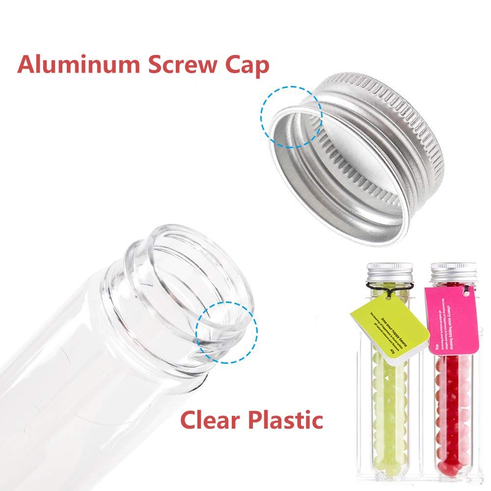 25 Pack 40ml Clear Plastic Test Tubes with Screw Caps for Scientific Experiments