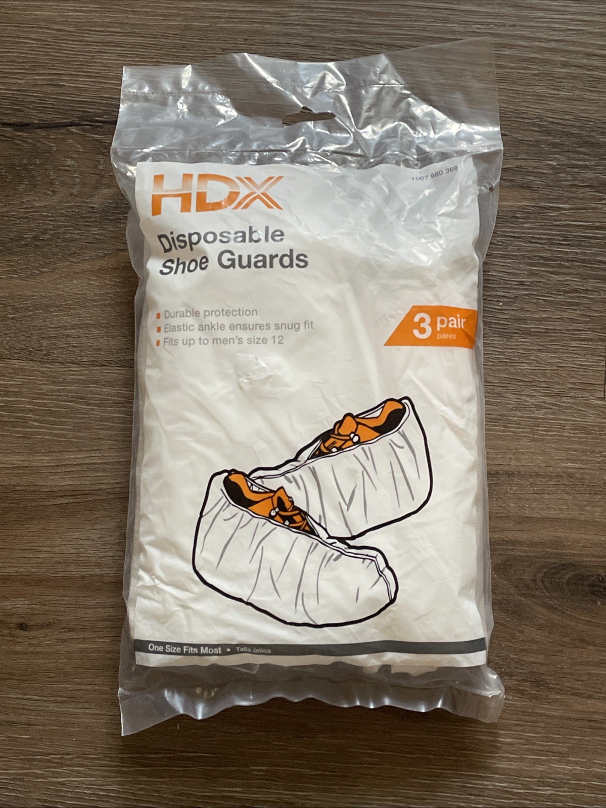 3 Pack HDX Disposable Shoe Cover Guards with an Elastic Top for Snug Fit, White