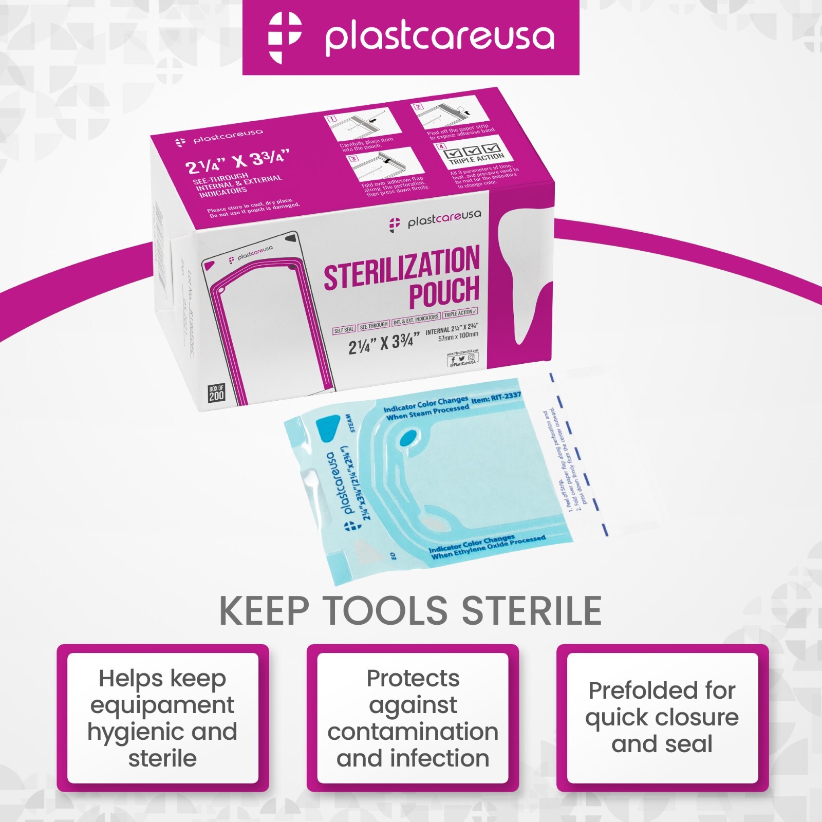 2.25″ x 2.75″ Self-Sealing Sterilization Pouches for Autoclave (Choose Quantity)