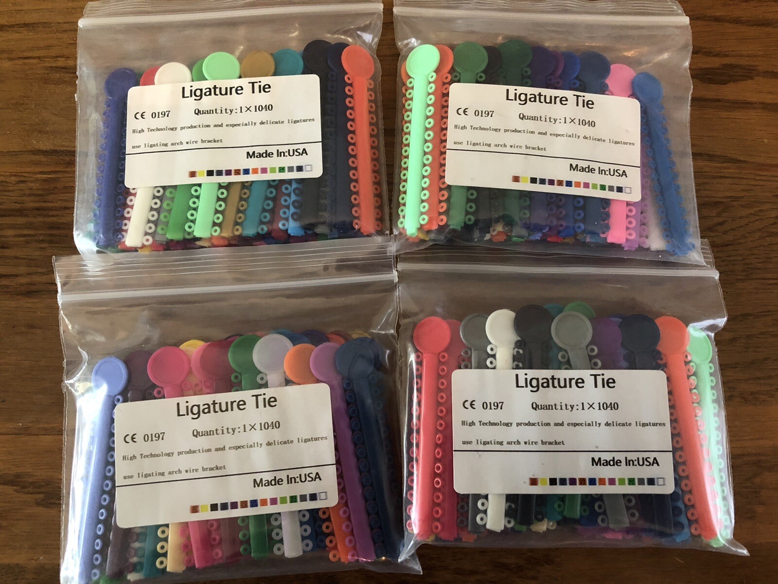 4 Packs x Dental Ligature Rubber Ties Bands Braces Orthodontic Elastic Colored