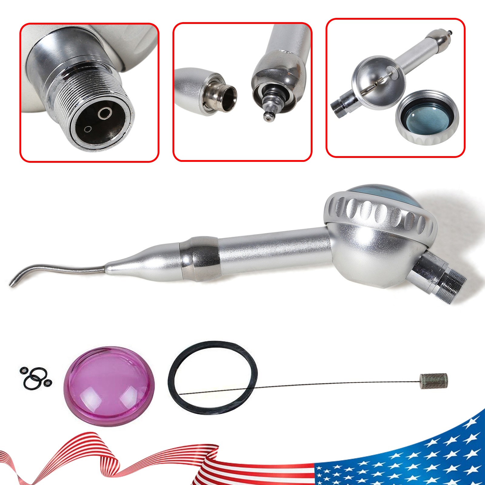 Dental Polisher Air flow Polishing prophy jet Handpiece teeth sand white 2Holes