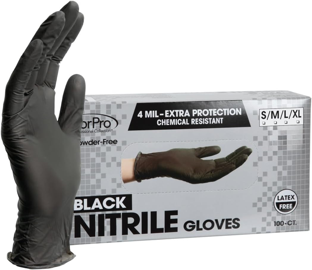 Disposable Nitrile Gloves, Chemical Resistant, Powder-Free, Latex-Free, Non-Ster