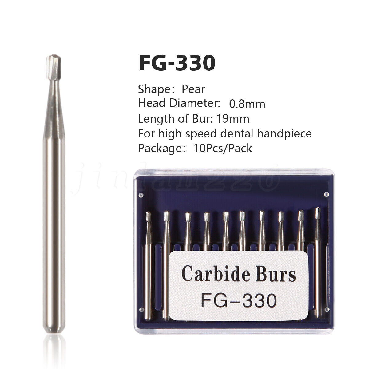 Dental Midwest FG #330 Short Shank Pear Shaped Carbide Burs 100/Pk