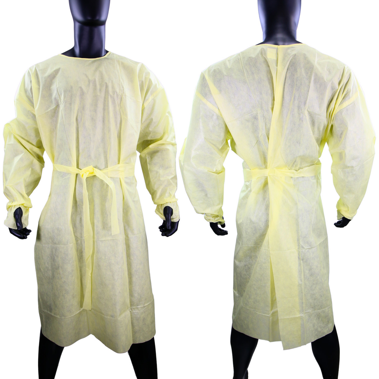 Level 2 Disposable Isolation Gown Yellow – Front Tie Fluid Resistant Medical PPE