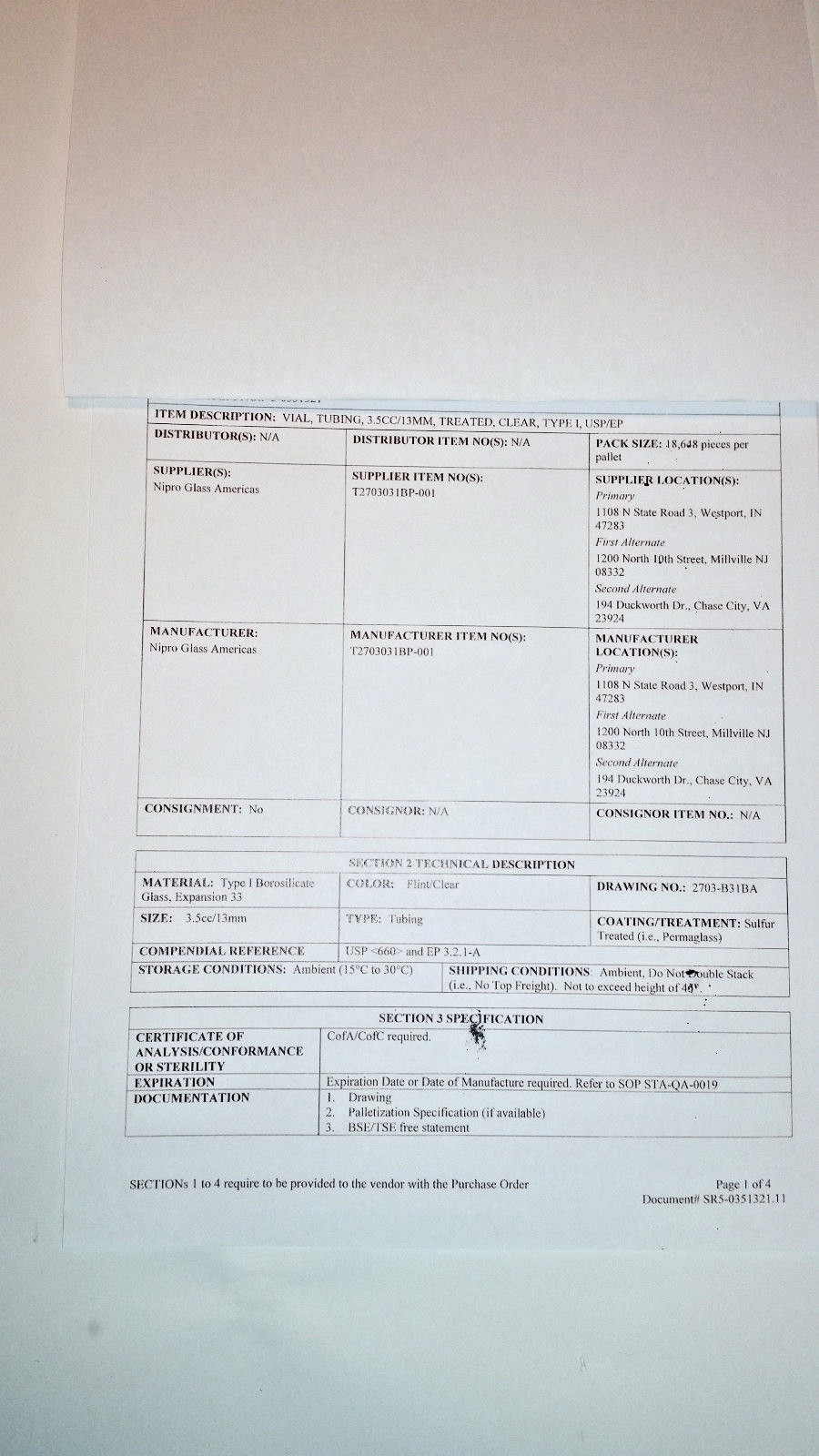 Nipro 3.5mL 13MM Type 1 ( USP / EP ) Treated Borosilicate Glass Vials ( 378 )