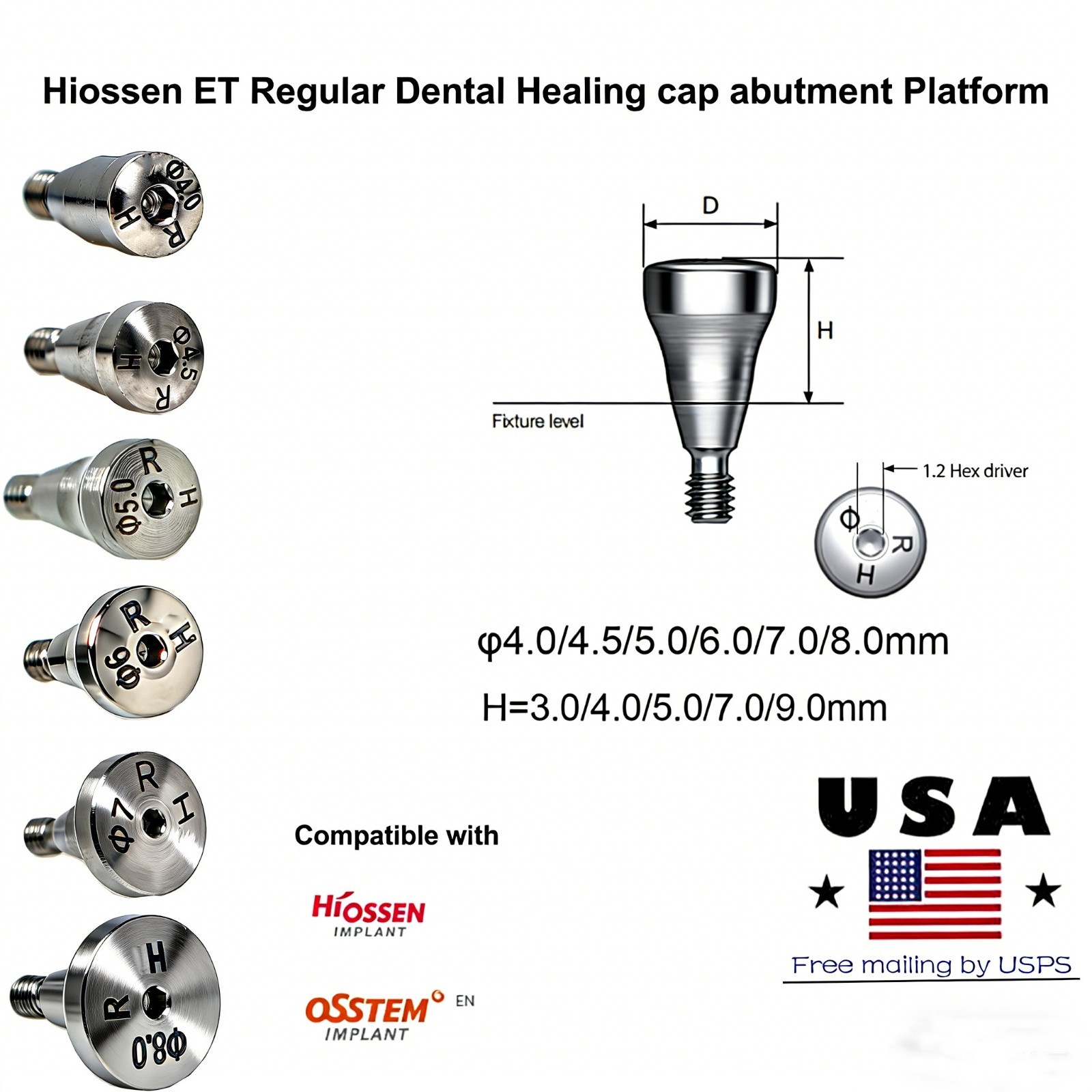 Hiossen Implant System Zest Locator Healing Transfer Abutment Impressions Analog