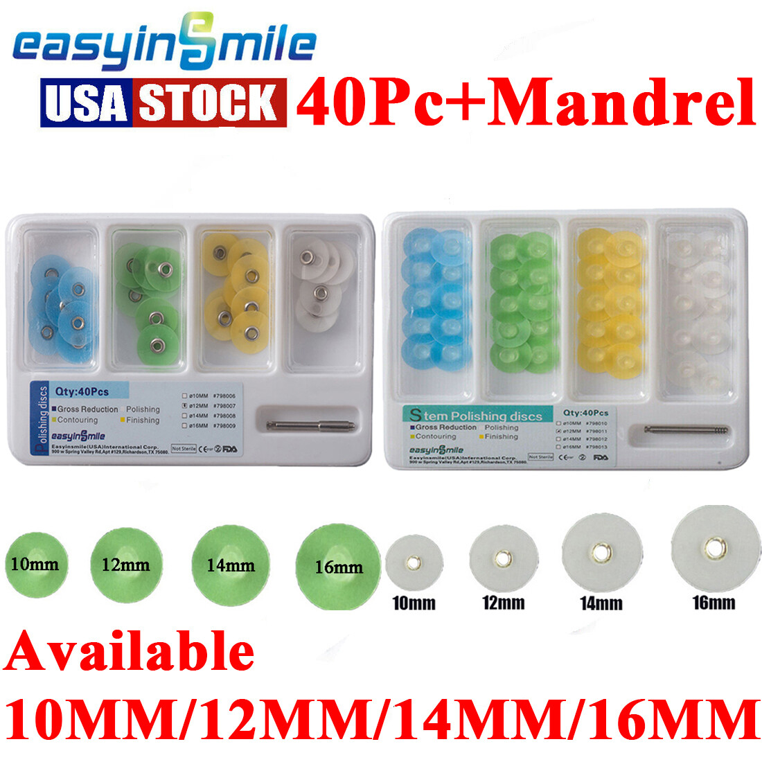 Dental Rubber Polisher Kit Polidont Composite Polishing Disc+Mandrel Easyinsmile