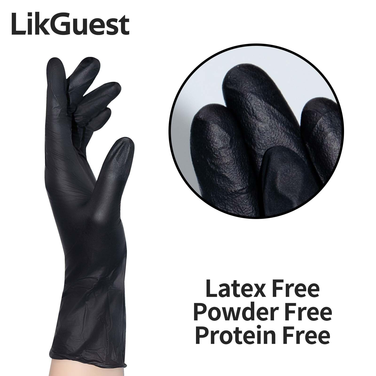 LikGuest Black Nitrile Disposable Gloves, Latex-Free, Powder-Free, 4 Mil, Che…