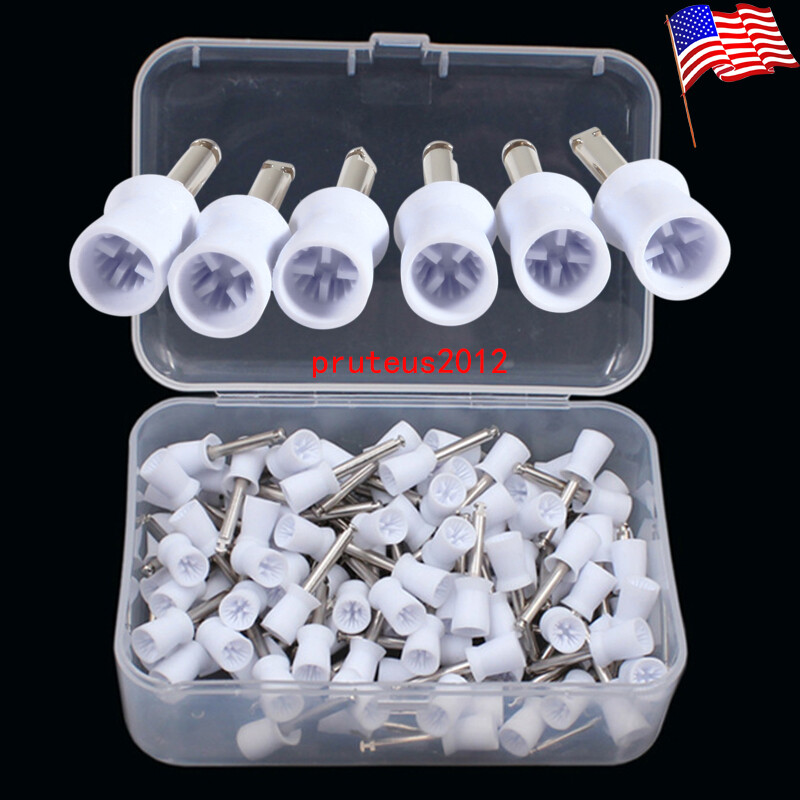 100 x Dental Polishing Cups For Contra Angle Handpiece Latch E-type white