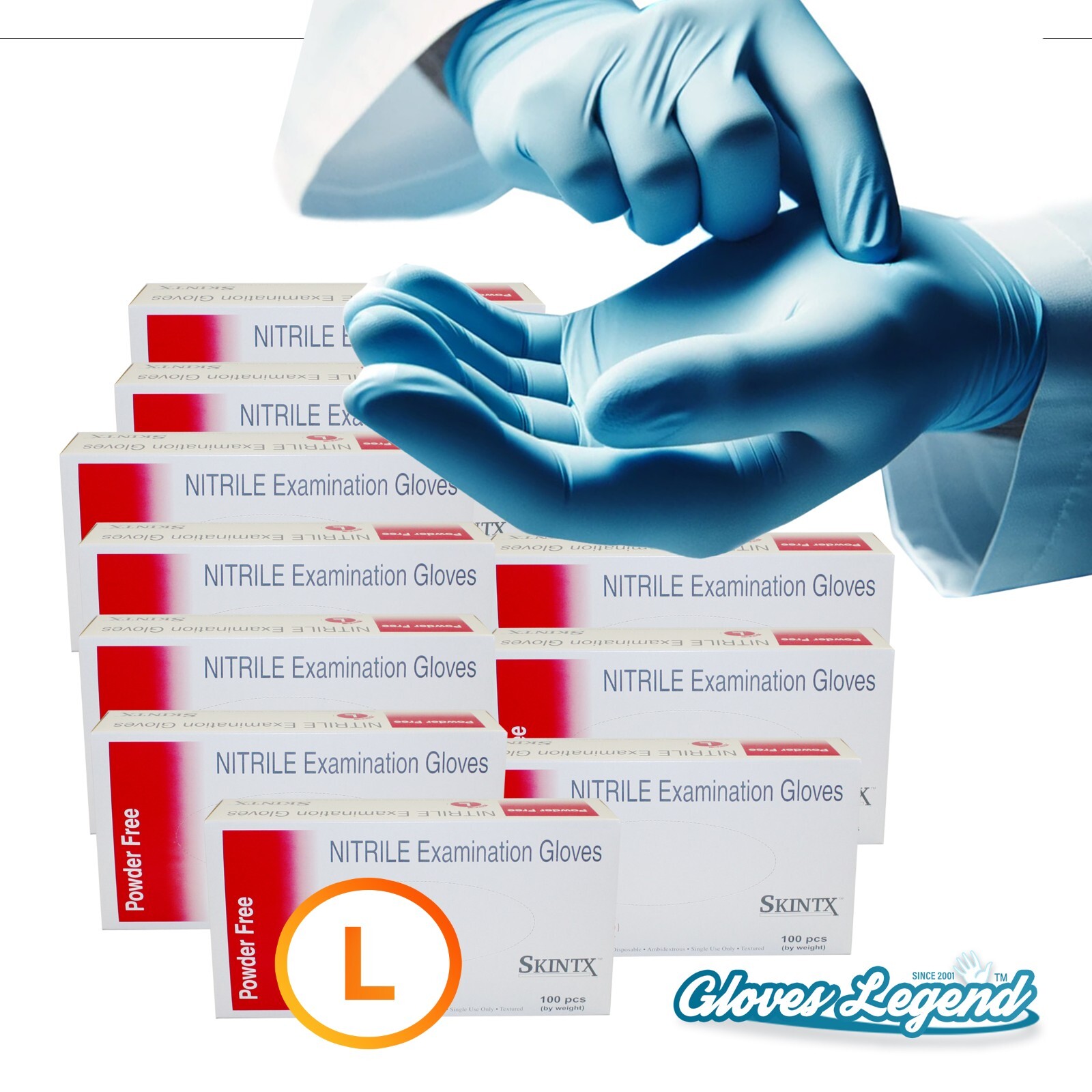 1000 Pcs – L – Medical Blue Nitrile Exam Dental Powder Free Disposable Gloves