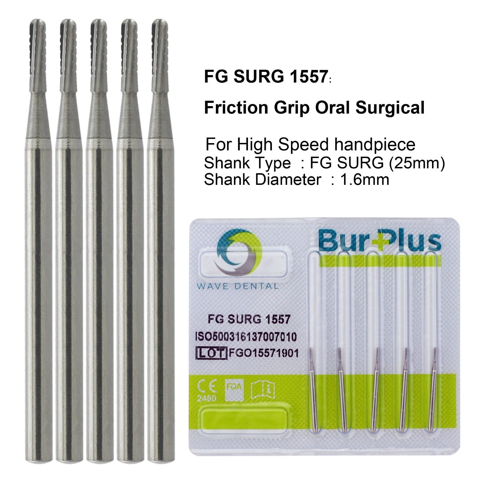 WAVE Dental FG SURG Burs Dome Fissure Carbide Surgical Bur 25mm FGOS 1557 1558