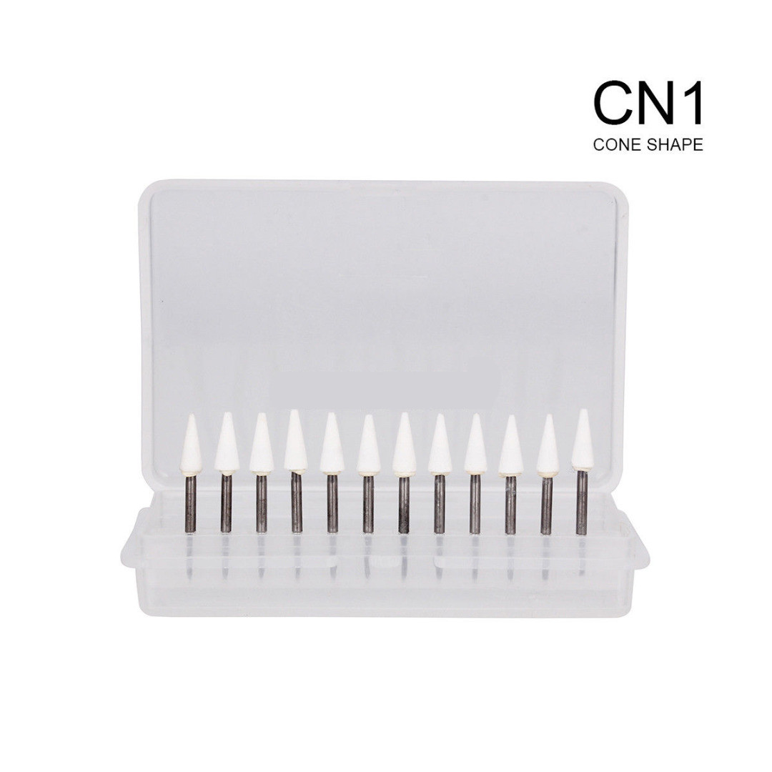 Dental White Stone Porcelain Resin Handpiece Polishing Burs FG Cone/Flame/Round
