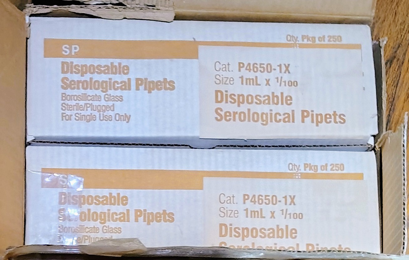 American Scientific Products Serological Pipets Glass 1000ct 1ml x 1/100