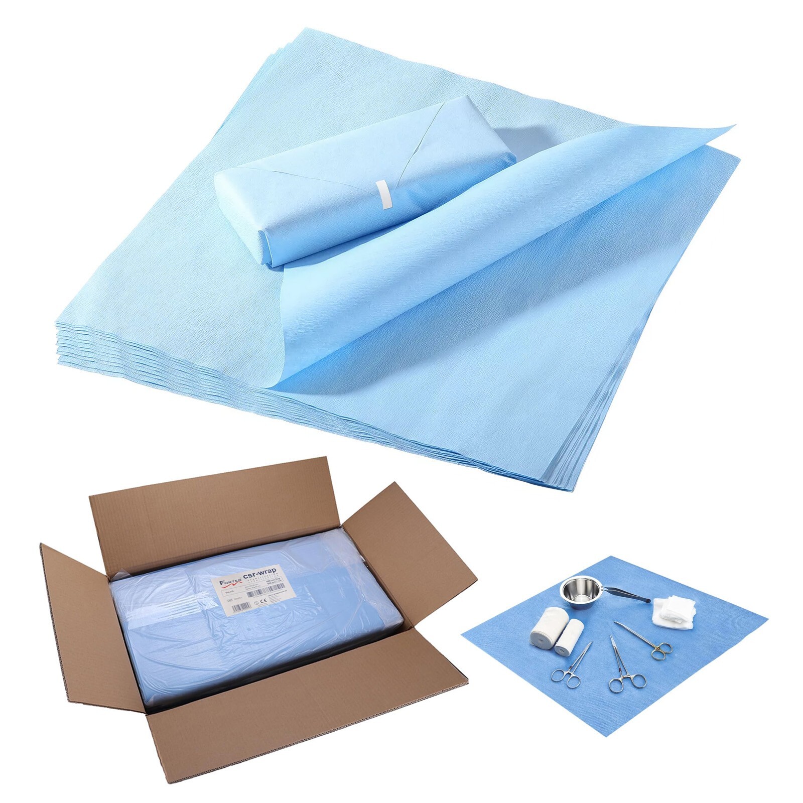 AUTOCLAVE Sterilization Wrapping Paper Crepe, 60 g/m2 Blue 60cm x 60cm 500 PCS