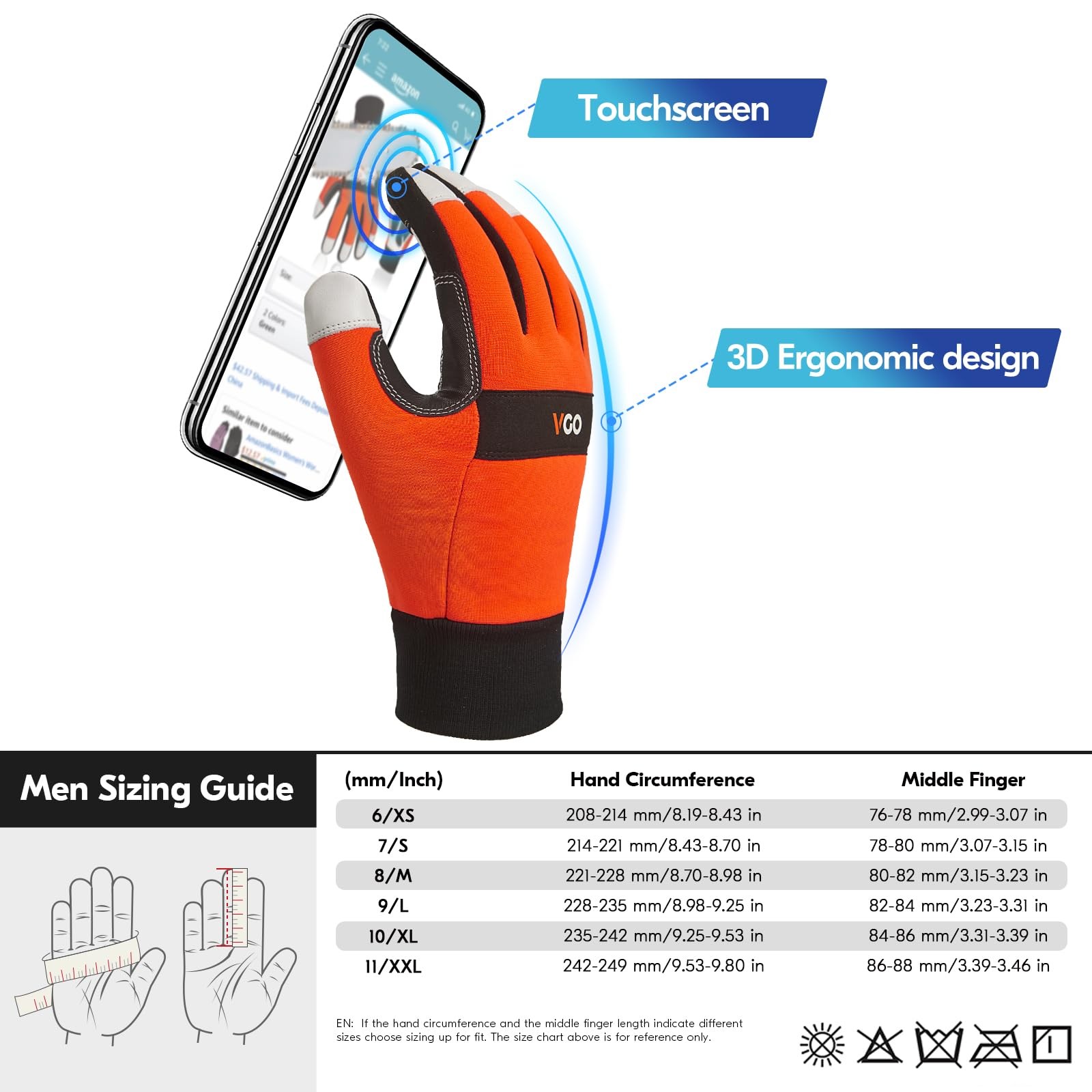 Vgo… 1Pair Chainsaw Gloves 12-Layer Chainsaw Protection On Left Hand Back