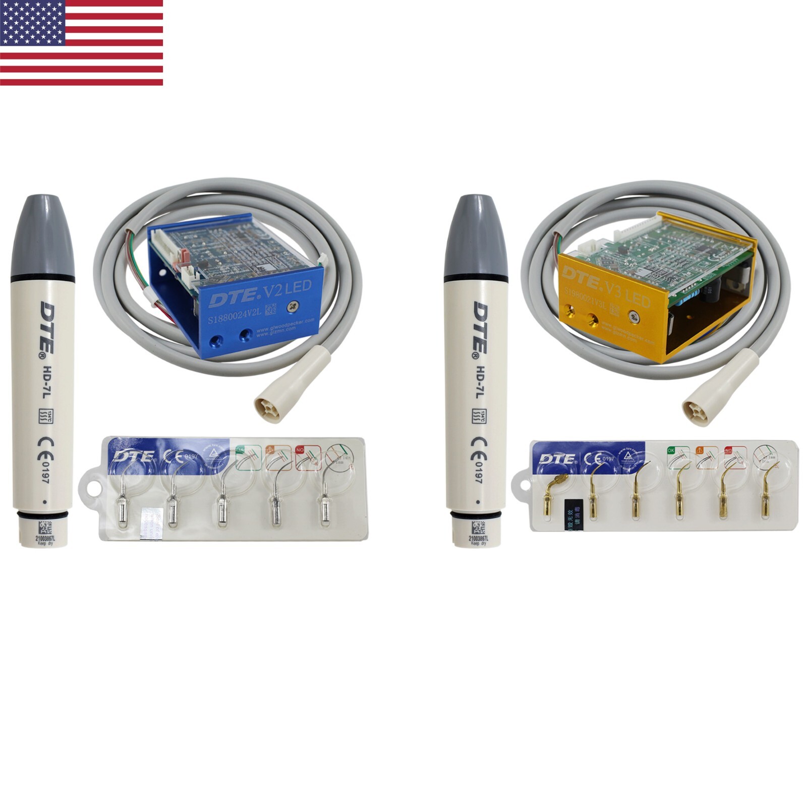 Woodpecker DTE Dental Ultrasonic Piezo Scaler LED Handpiece Tips Satelec ACTEON