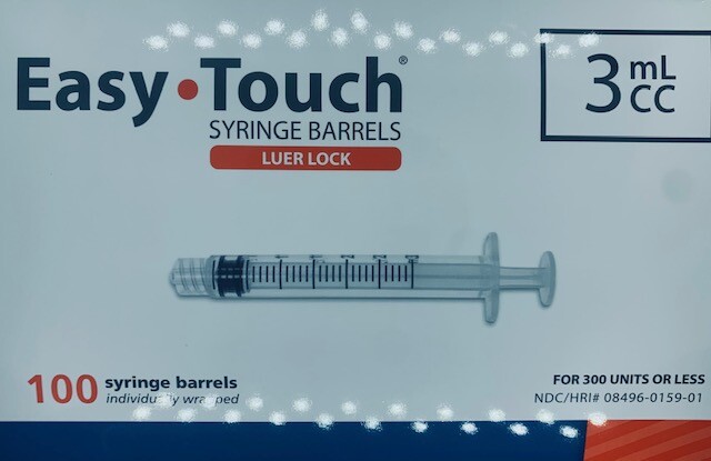 Easy Touch 3cc Conventional Syringe 3mL Luer Lock Syringe without Needle (5 pk)