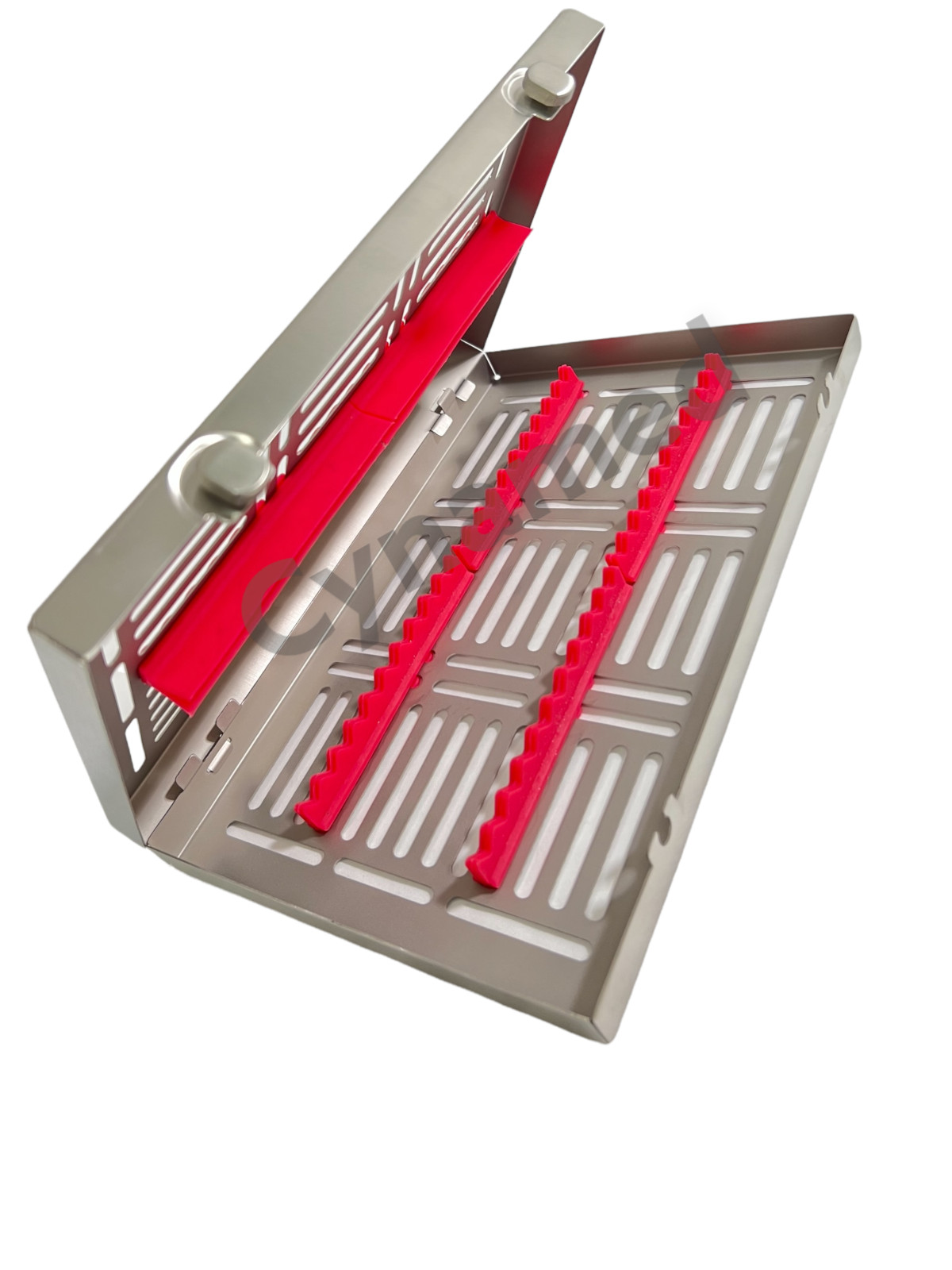 4 Pack – Sterilization Cassette with Double Button & Detachable Lid German Steel