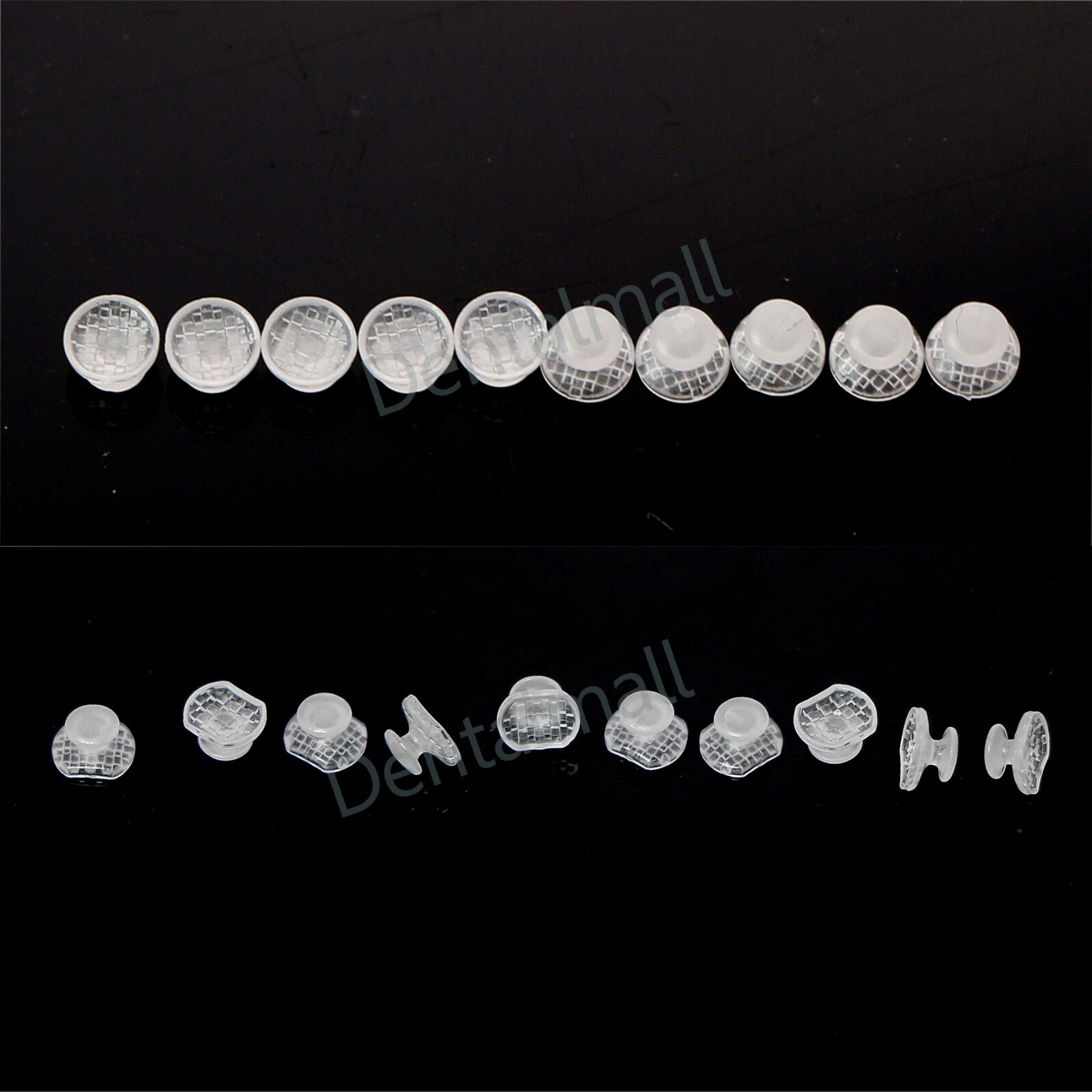 Dental Orthodontic Bondable Clear Ceramic Lingual Button Round Rectangular Base