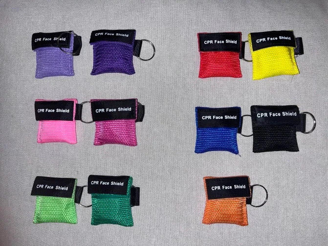 CPR resuscitator keychain (2 pack, random colors, safety CPR mask