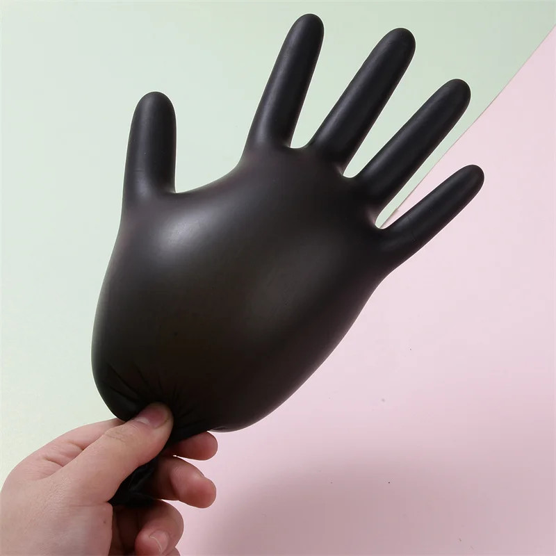 100Pack Housework Strong Black Disposable Nitrile Gloves PVC Latex Free Antistat