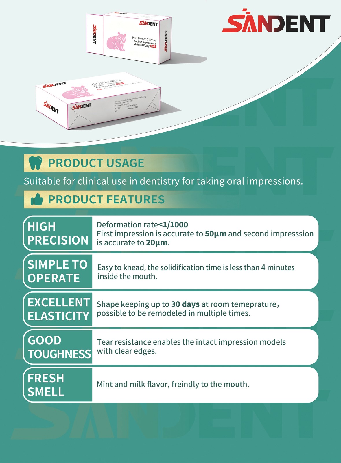 Dental Soft Putty Impression Material (400 g Base + Catalyst) Regular Set