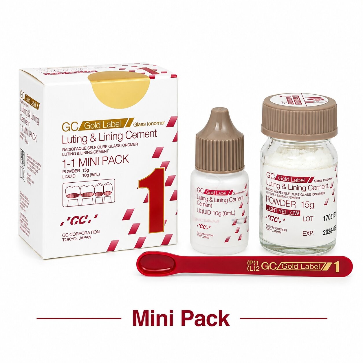 GC Gold Label 1 Luting & Lining Glass Ionomer Cement – Mini Pack (15g Powder + 1