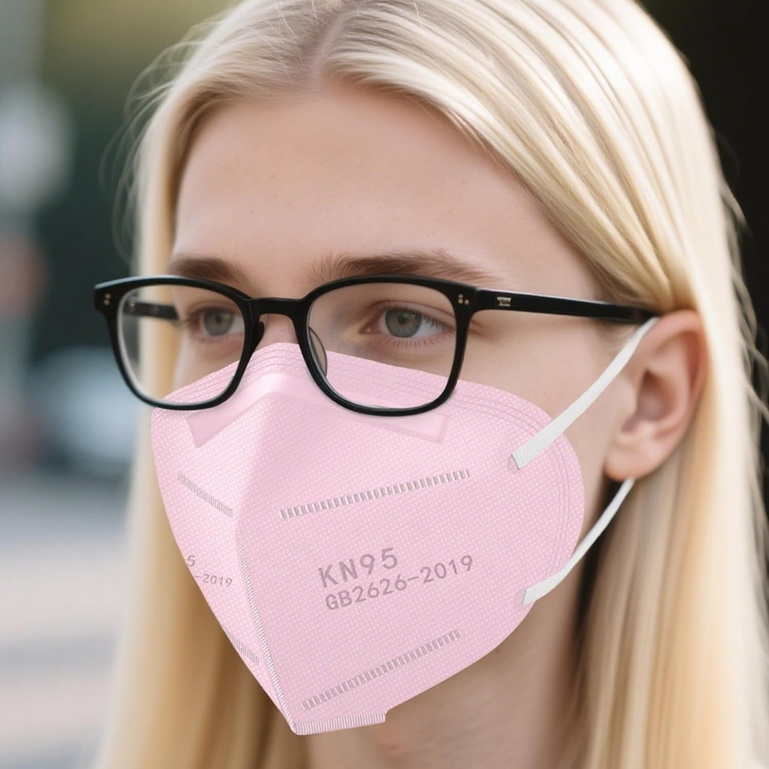 KN95 Face Masks,100 Pack Breathable Cup Dust Disposable Masks for Adults,Pink