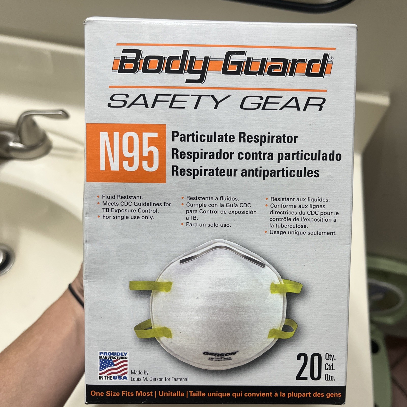 Body Guard N95 20 Count Particulate Respirator Masks Meets CDC Guidelines USA