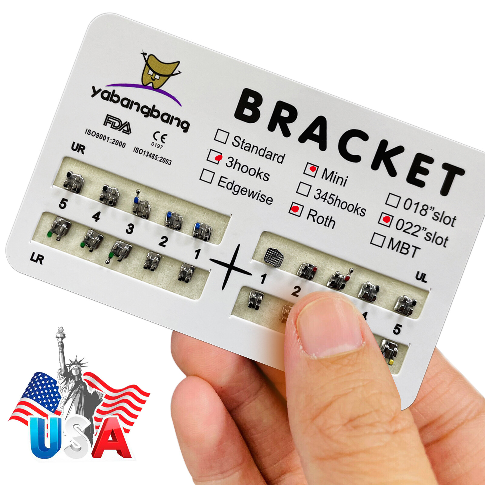 Dental Orthodontic Braces Bracket Mini Roth 022″Slot 3 Hooks FDA-USA