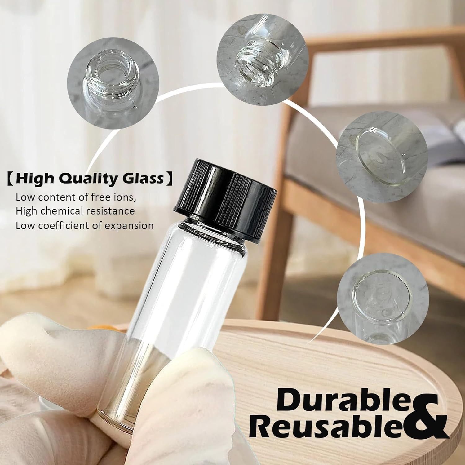 Lightweight 4ml Glass Bottles – Stylish and Secure Storage Solution, Pack of 12