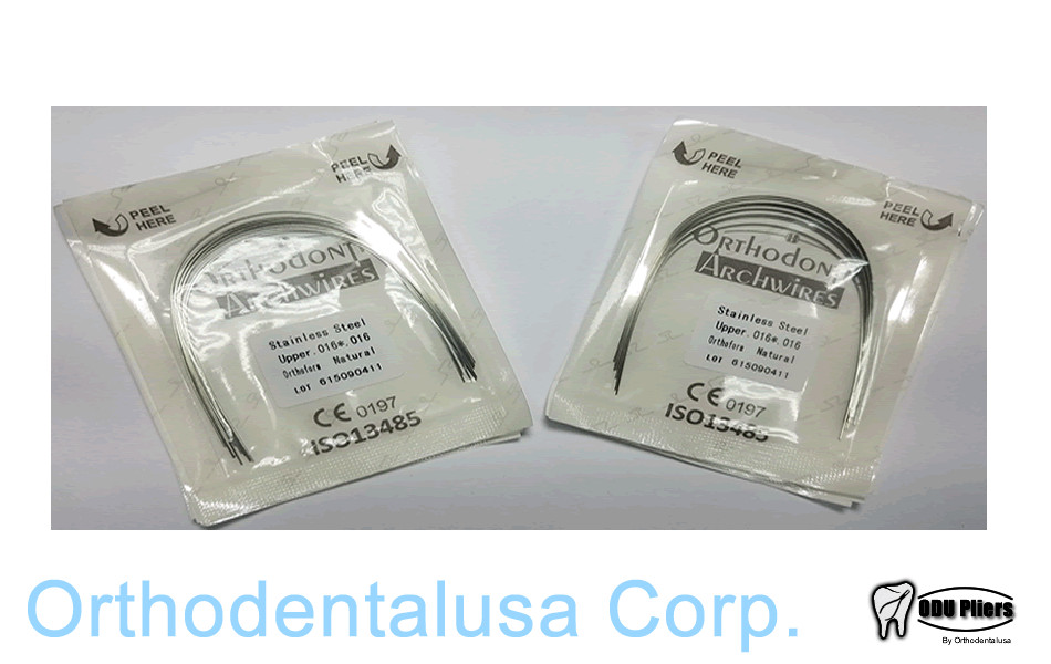 SET OF 100 STAINLESS STEEL WIRES U /L .016X016» / 10 BAG OF 10 / ORTHODENTALUSA