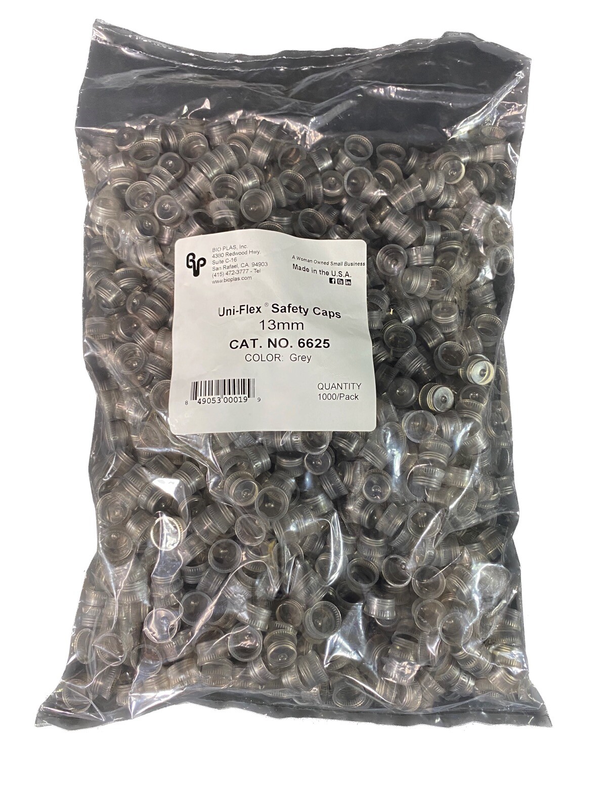 BIO PLAS 13mm Uni-Flex Safety Caps For Culture Tubes Grey 89500-000 (1000/pk)