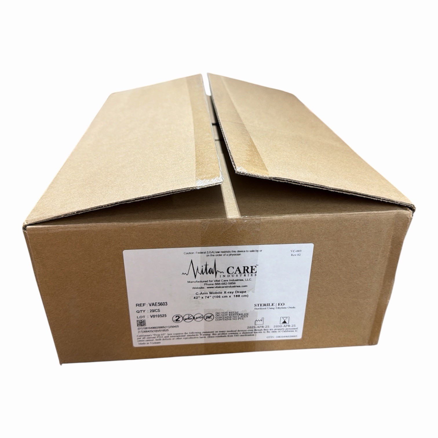 Case of 20 Vital Care VAE5603 C-Arm Mobile X-Ray Drapes 42″ x 74″ EXP 4/30