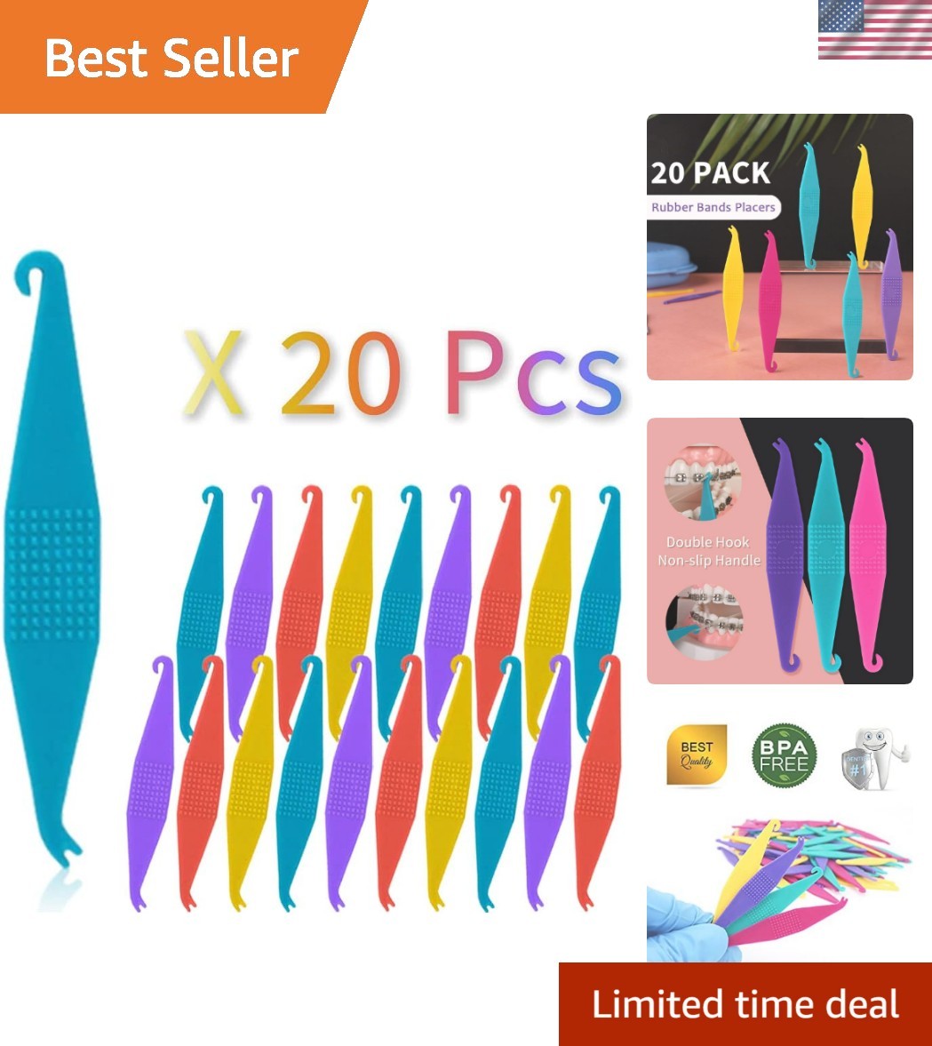 20 Count Orthodontic Elastic Rubber Bands Placers – Bright & Lightweight Tools