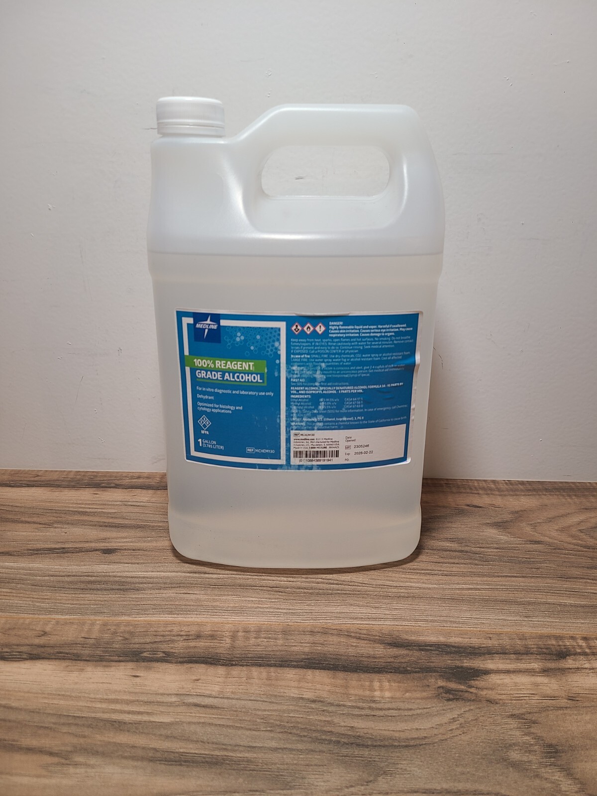 100% Reagent Alcohol, 1 Gallon MEDLINE EXP 2-22-2028