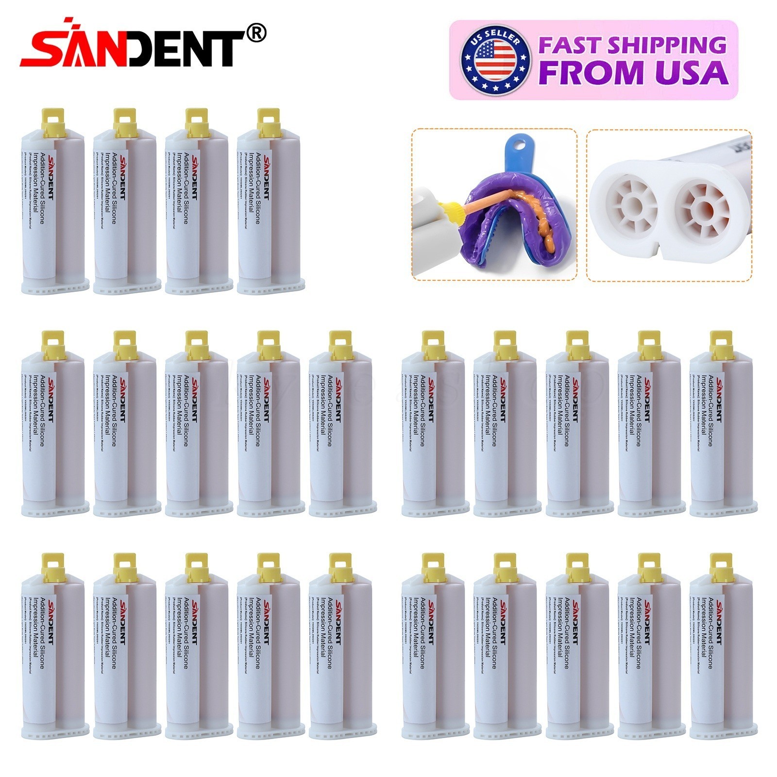 24PCS Dental Impression Material VPS Light Body Fast Putty Set 50 ml Cartridges