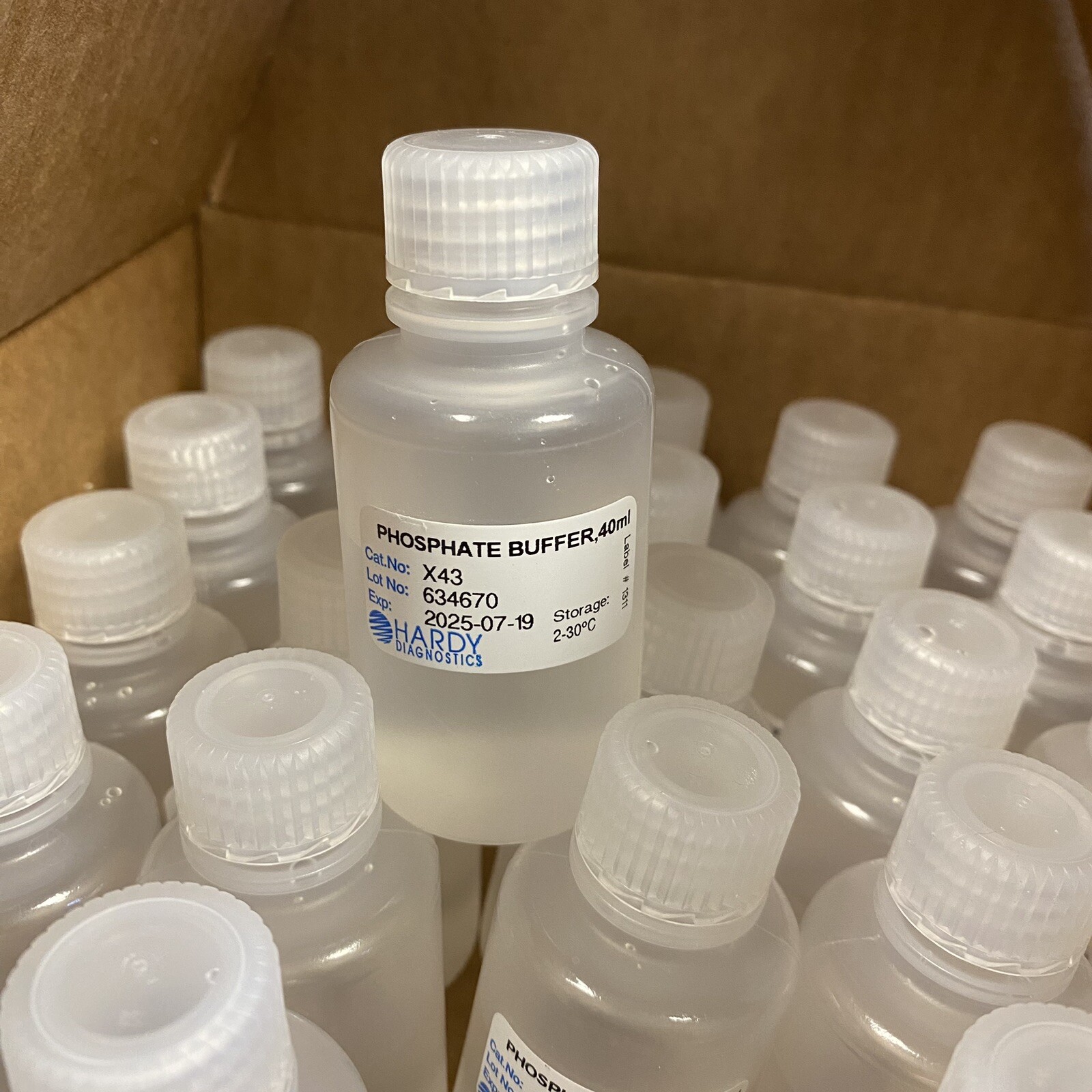 Phosphate Buffer 40ml, Hardy Diagnostics X43, 25 Bottles/Package, 0.067M, pH 6.8