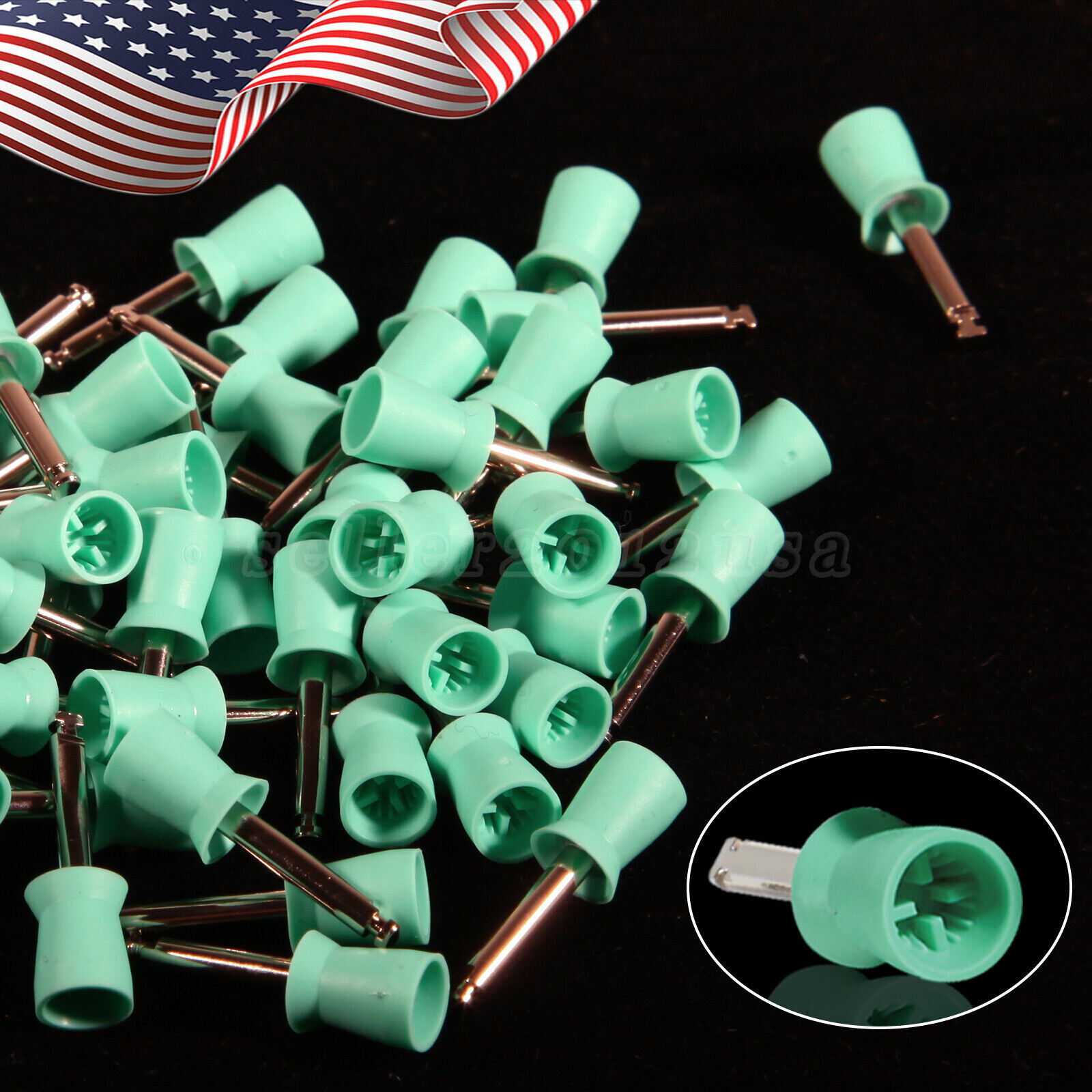 100pcs Dental Polishing Prophy Prophylaxis Cups Latch Type Rubber Polisher Green