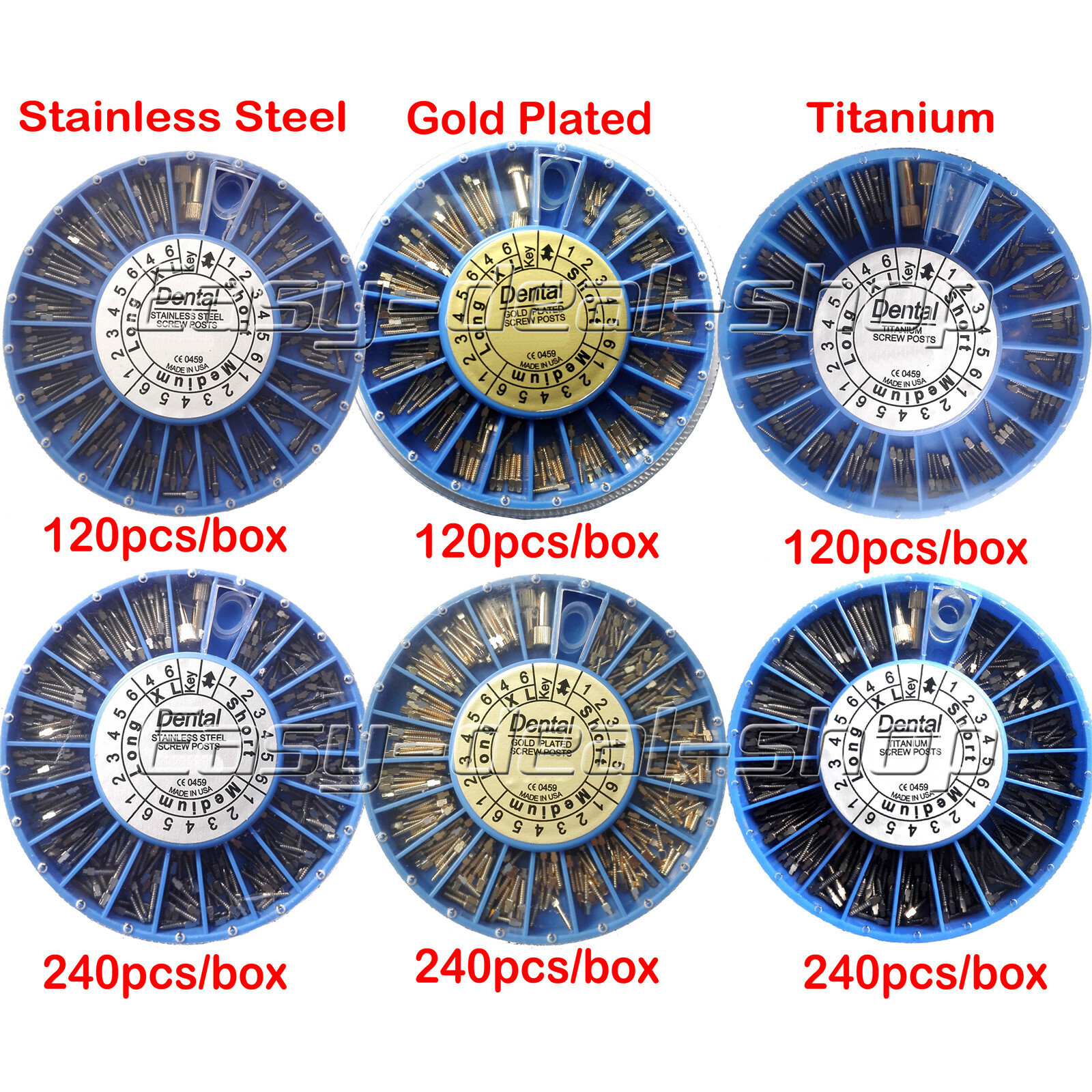 Dental Screw Post Endo Refill Stainless Steel/ Titanium /24K Gold Plated Conical