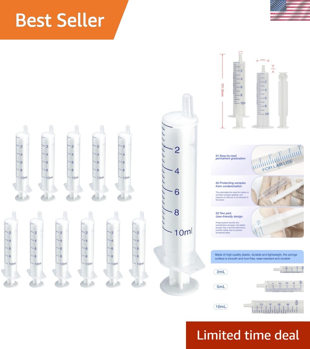 Versatile 12 Pack 10ml Plastic Syringes – Perfect for Crafts & Experiments
