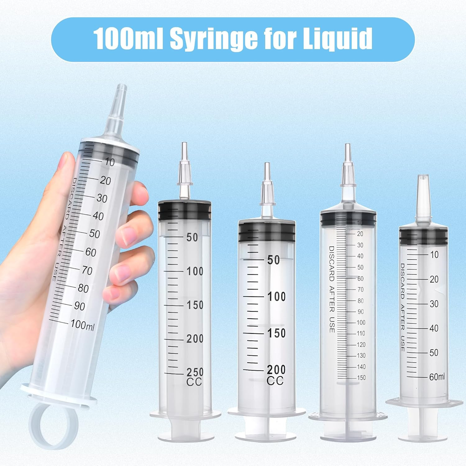 4 Pack 100Ml Syringes, Large Plastic Syringe with Tip Adapter for Liquid, Dis…