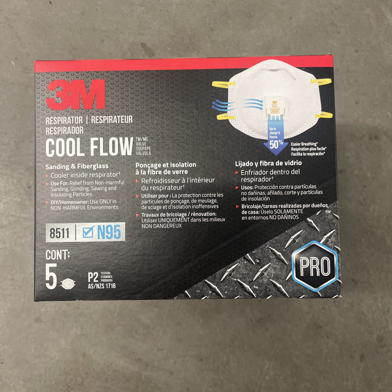 3M 8511 N95 Pro Series Disposable Respirator with Cool Flow Valve – 5 Pack