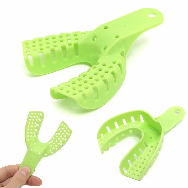 10 Pcs/Set Dental Lab Supply Impression Trays Autoclavable Green Central Denture
