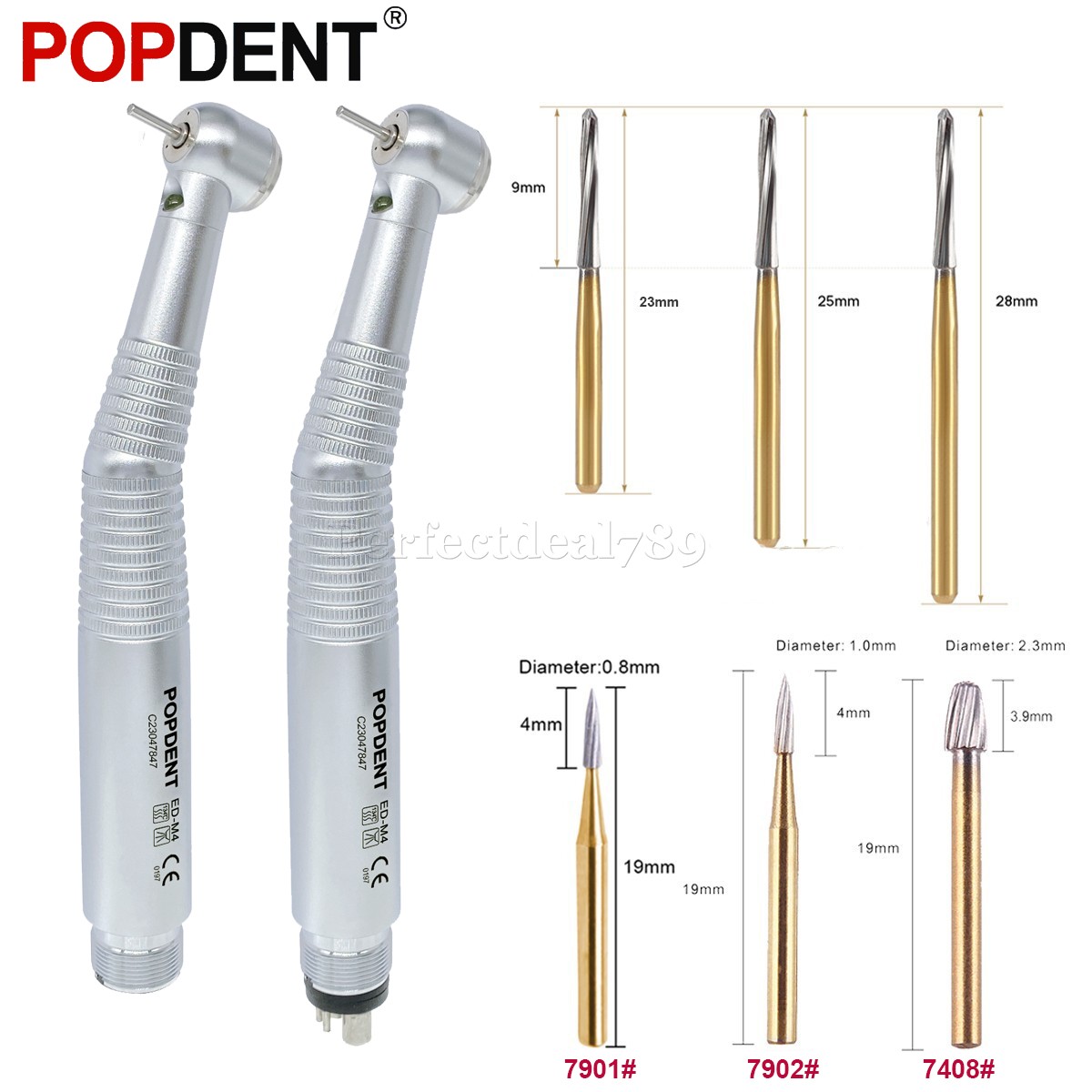 Dental E-generator Fiber Optic LED High Speed Handpiece KAVO Style Carbide Burs